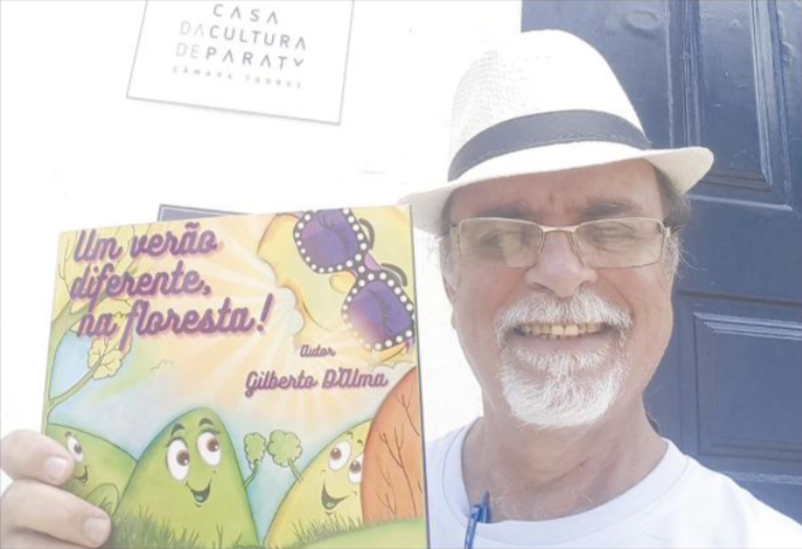 O escritor Gilberto D'Alma, do Polo Cultura da Ilha, lançou o livro infantil "Um Verão Diferente, na Floresta!" durante a e conceituada Flip 2022, em Paraty